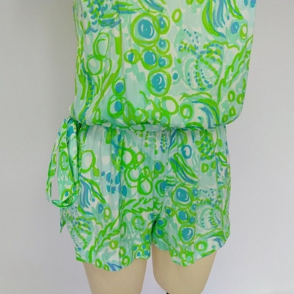 Lilly Pulitzer Deanna Romper XS Any Fins Possible Green and Blue - Picture 7 of 9